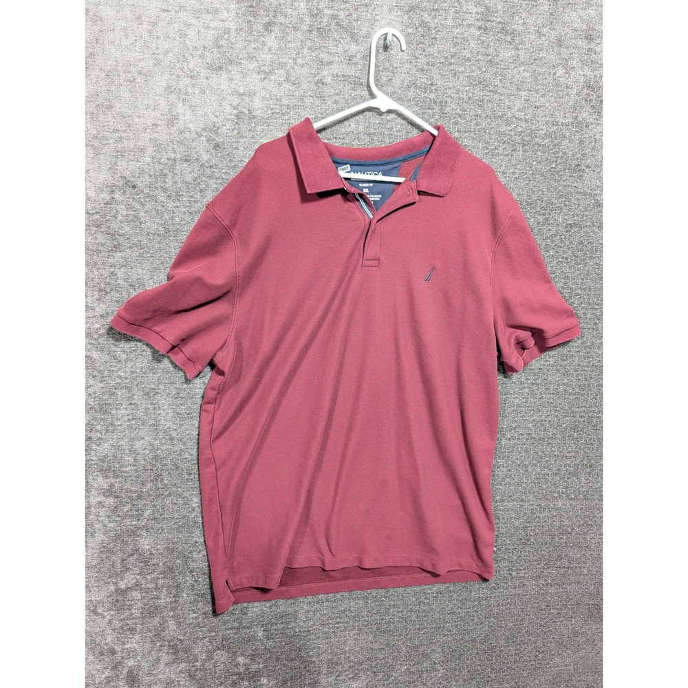 Nautica Performance Deck Polo Mens 3XL Burgundy Short Sleeve Classic Fit Shirt
